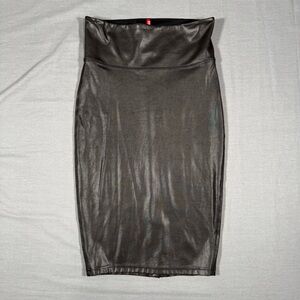 SPANX Faux Leather Pencil Skirt Black Sculpting Pull-On Women’s Size L